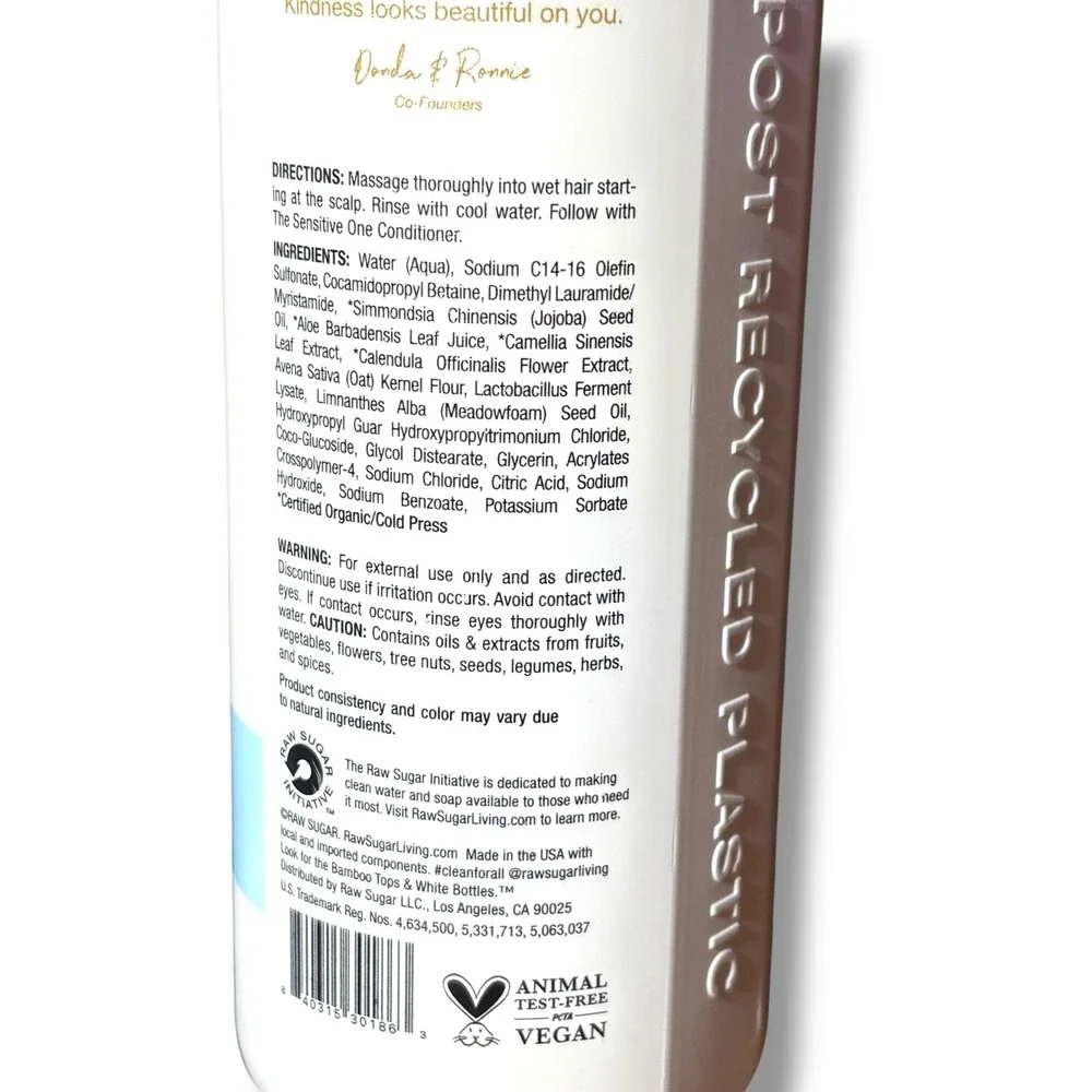 Raw Sugar The‎ Sensitive One Shampoo Fragrance Free Sensitive Scalp 18oz 2 Pack